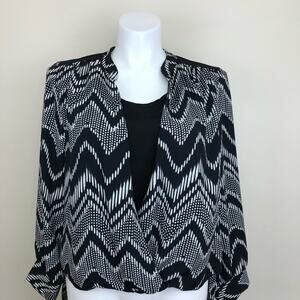 New Double Click black white faux wrap front blouse Large
